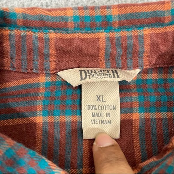 Duluth Trading Co Flannel Shirt Women XL Plaid Swingin' Pocket Button Front - Picture 3 of 9